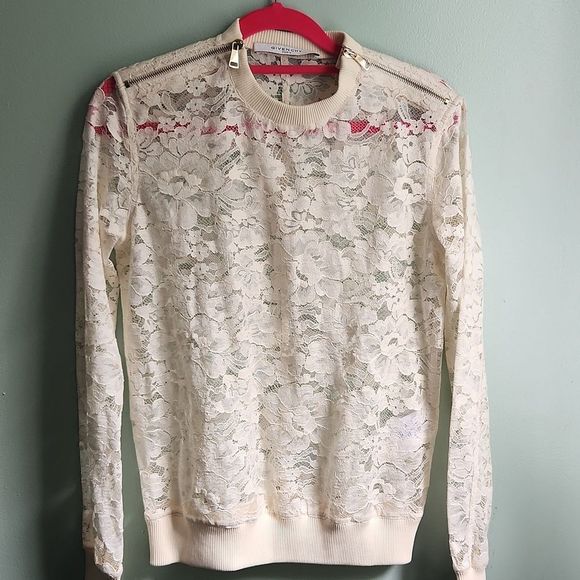 NWOT Crewneck Sheer Lace  Lace Long Sleeve T-shirt by Givenchy - Picture 1 of 14